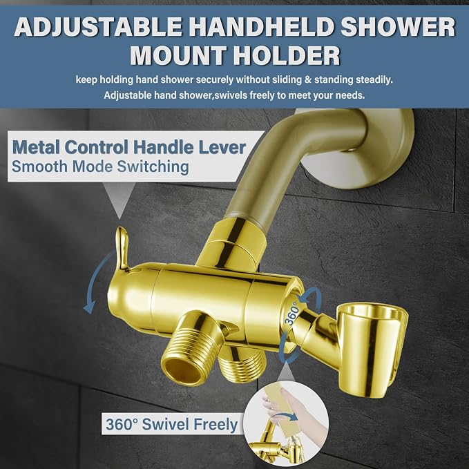 Shower Diverter Valve with Handshower Mount, G1/2 Brass Shower Arm Diverter 3 - Image 4