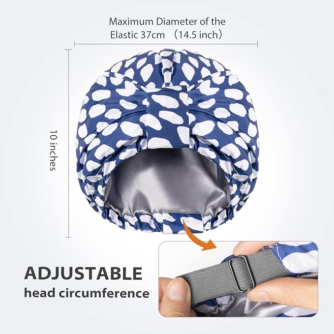 INNELO Luxury Shower Cap for Women Reusable Waterproof, Double Layered Shower - Image 3