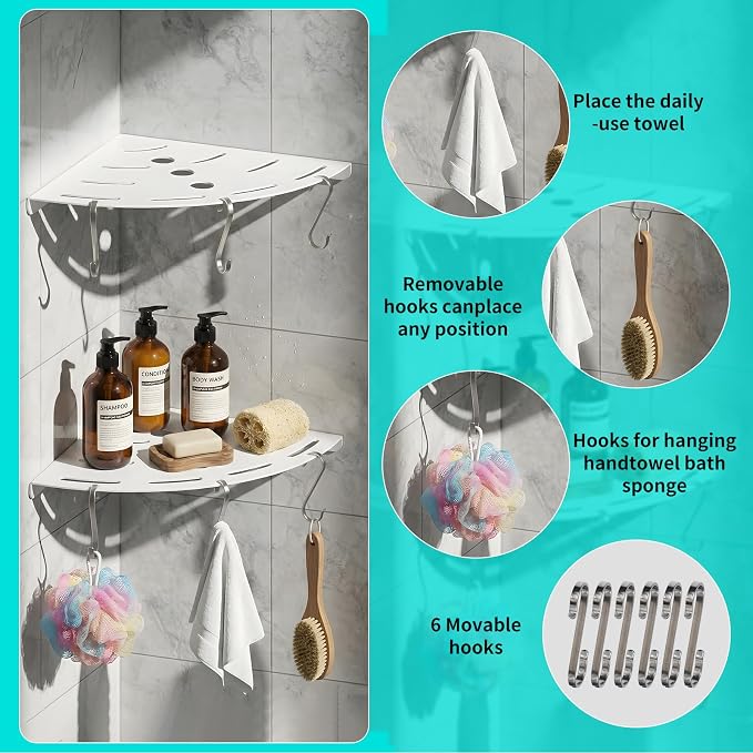 XIHLZYEH Corner Shower Shelves, 2 Pack 304 Stainless Steel Shower Shelf - Image 7