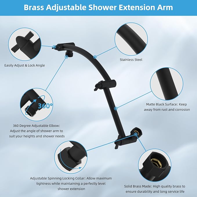 Hibbent All Metal cUPC Certified Rain Shower Head, Solid Brass Adjustable - Image 3