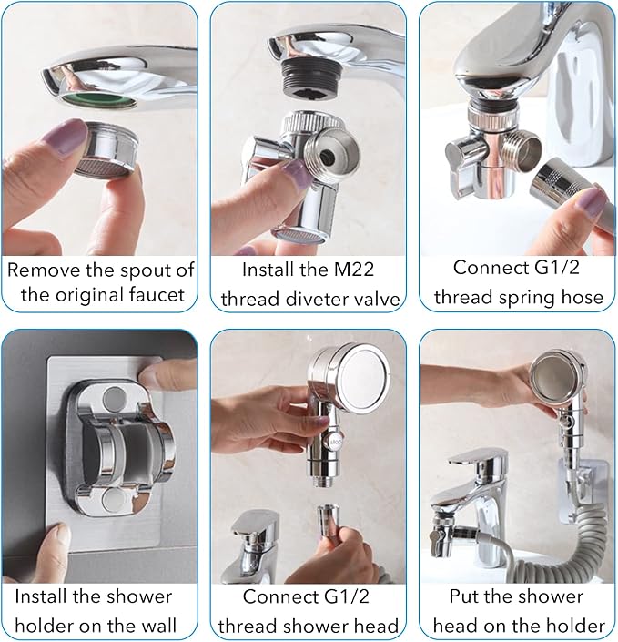 Sink Faucet Sprayer Attachment Set, Kitchen Bathroom Pet Bathing Shower Head - Image 5