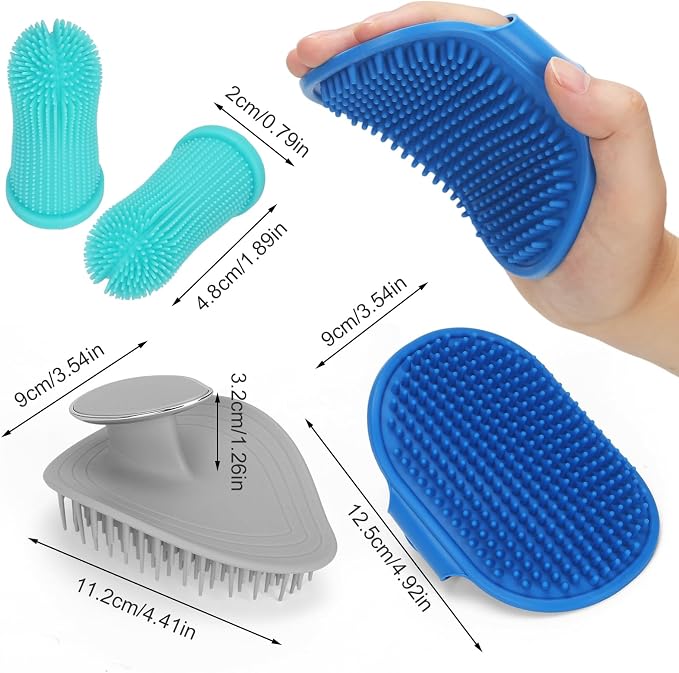 4Pcs Dog Bath Brush Set Non-Slip Shampoo Brush Anti-Slip Adjustable Massage - Image 4