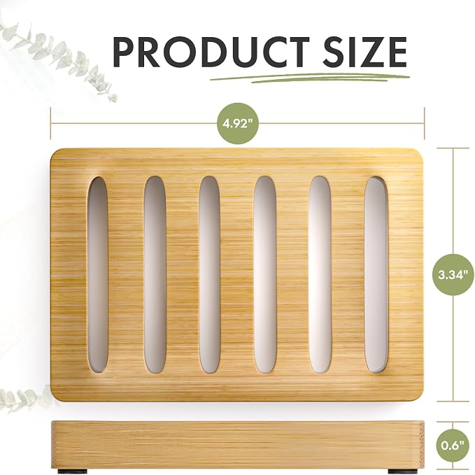 AmazerBath Soap Holder Soap Dish, Bamboo Soap Dish, 2 Pack Wood Bar Soap Holder - Image 3