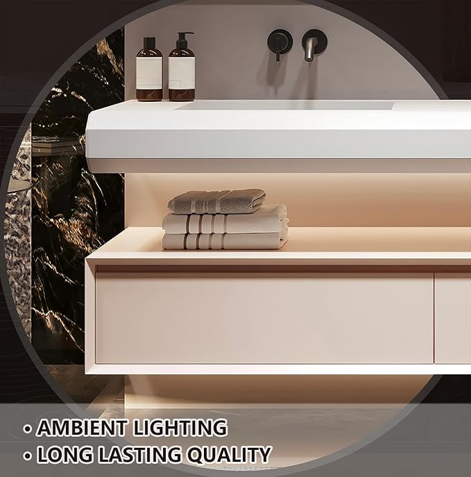 Double Bathroom Vanity with Sink, 96Inch Floating Bathroom Vanities Set - Image 7