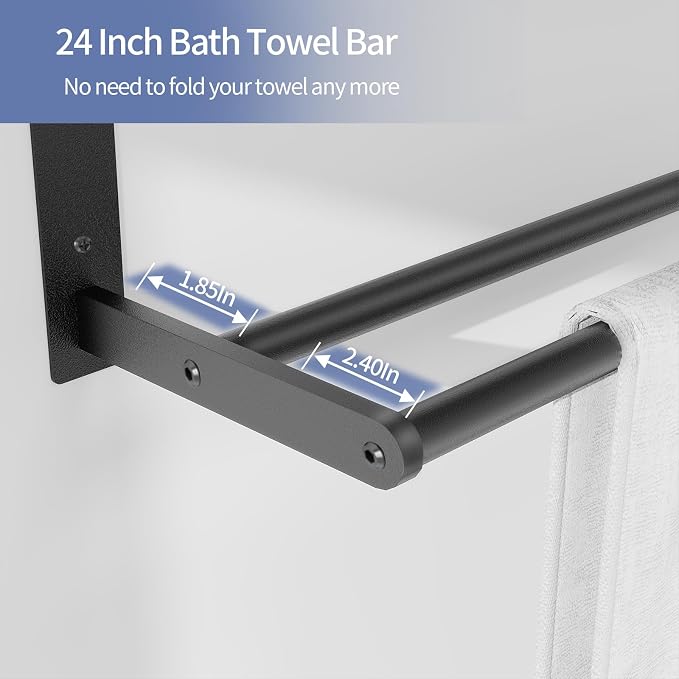 Towel Racks for Bathroom, 24 Inch Bath Towel Shelf - Image 4