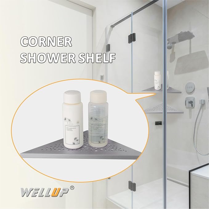 Brushed Nickel 10’’ Corner Shower Shelf Bathroom Shower Shelves, 2 Pack - Image 6