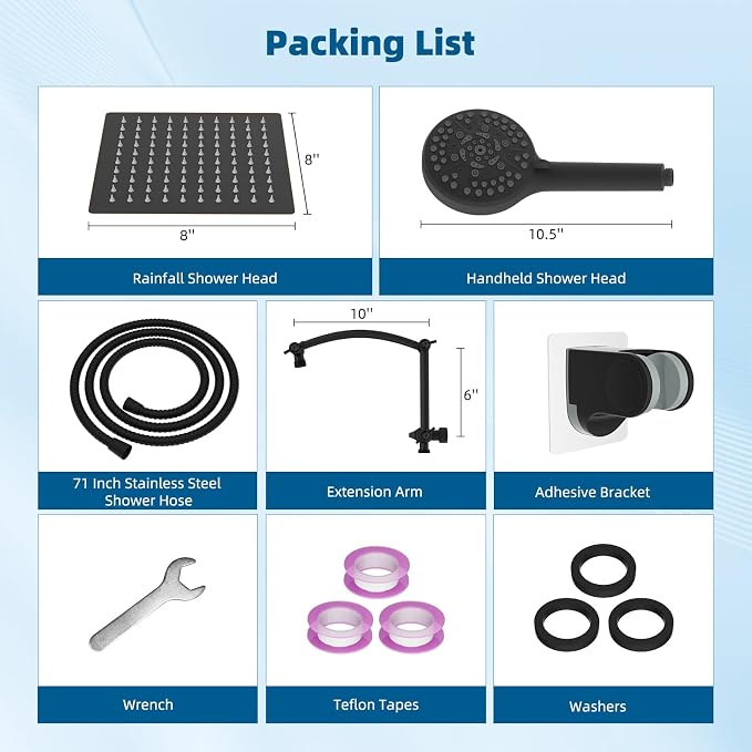 Hibbent All Metal Shower Head, 10 Sprays, Showerhead Holder, Oil Rubbed Bronze - Image 8