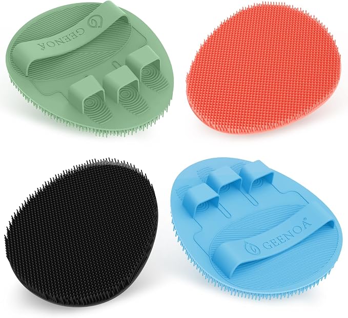 Soft Silicone Bath Gloves 4PCS, 360° Anti-Slip & Enlarged Silicone Body Scrubber by GEENOA