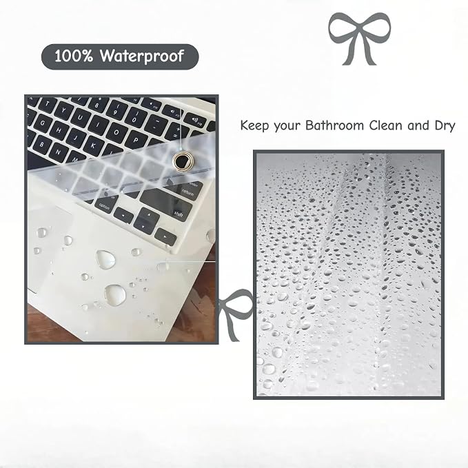 Clear Cute Black Bow Shower Curtain Liner, Plastic Transparent Girly Fancy - Image 7