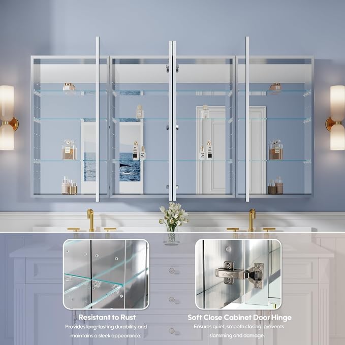 WELLFOR 72" x 36" Bathroom Medicine Cabinet - Image 4