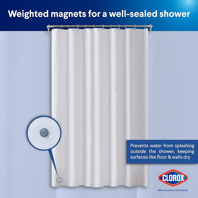 CLOROX Shower Curtain Liner, Premium Medium-Weight Durable Waterproof 6g PEVA - Image 8
