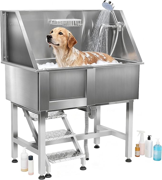 38'' Large Dog Bathtub Stainless Steel, Dog Washing Station, Pet Bathing by Unknown