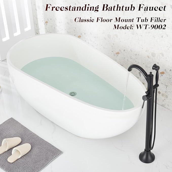 Freestanding Bathtub Faucet, Matte Black Classic Free Standing Tub Faucet - Image 2