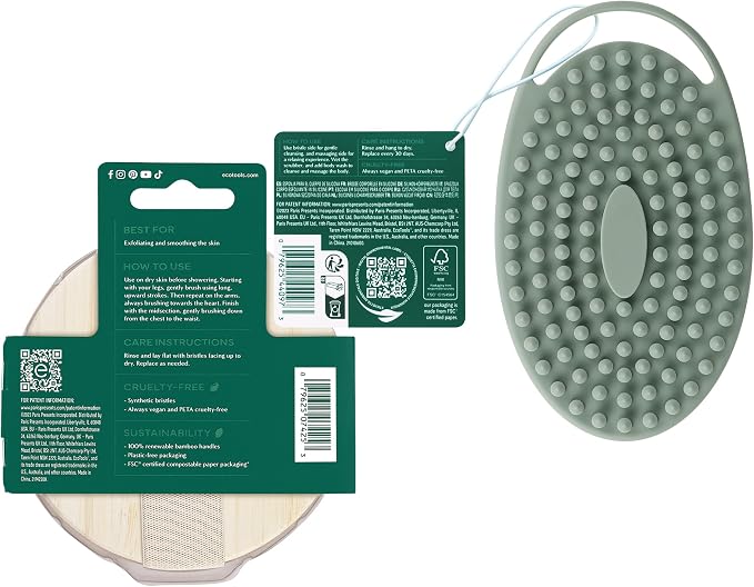 EcoTools Dry Body Brush for Circulation, Dead Skin Removal + Sage Green - Image 9