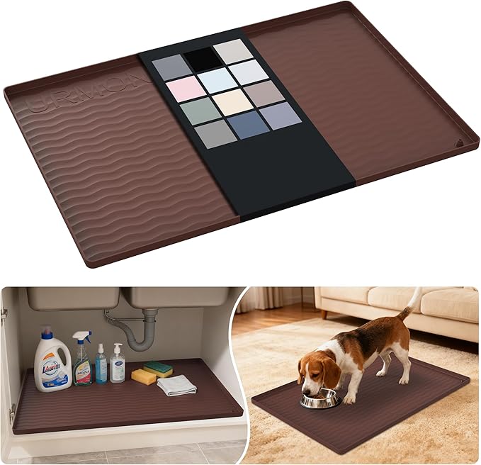 URMONA Waterproof Silicone Under Sink Mat 28'' x 19'' Shelf Liner by URMONA