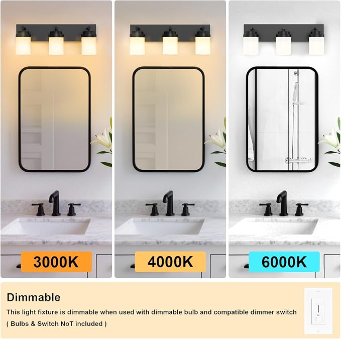 IZORRO Bathroom Vanity Light Fixture, 3-Light 22 Inch Matte Black Bathroom - Image 6