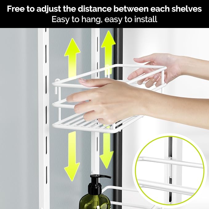 Orimade Over the Door Shower Caddy Adjustable 5 Tier Black, Bathroom Hanging - Image 2
