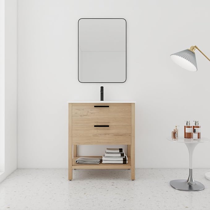 30 inch Bathroom Vanity with Resin Sink, Single Sink Modern Mid Century by SanMerah