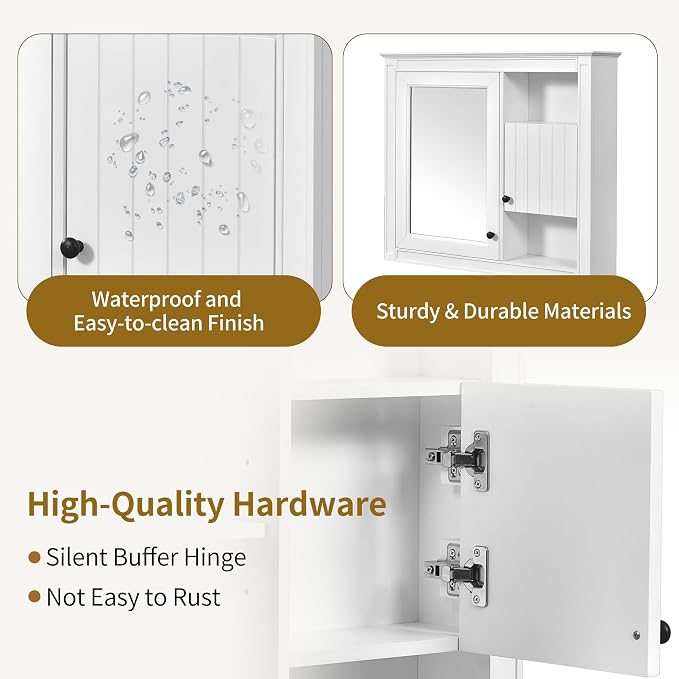 32'' White Bathroom Wall Cabinet - Image 4