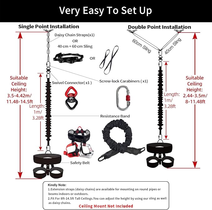 PRIOR FITNESS Bungee Fitness Set Yoga Bungee Cord Rope Resistance Air Dance - Image 5