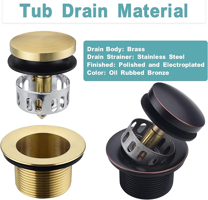 BESTILL Tip-Toe Bathtub Drain Bath Tub Trim Set Conversion Kit - Image 4