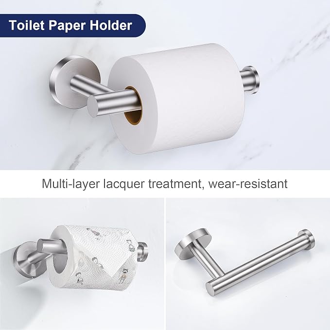 Lairuier Brushed Nickel Bathroom Hardware Set, 10-Piece Towel Bar Set SUS304 - Image 4