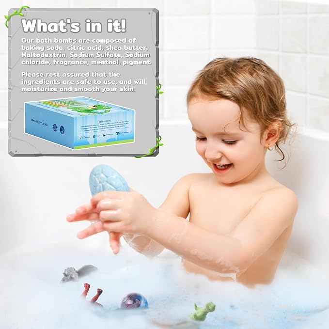 Bath Bombs with Surprise Dinosaur Toys Inside, 12 Pack Organic and Natural - Image 7