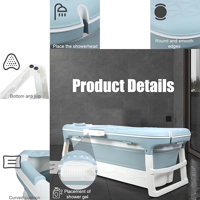 Portable Tub for Adults, Ice Bath Tub, Foldable Bathtub for Adults, Bathtub for - Image 4