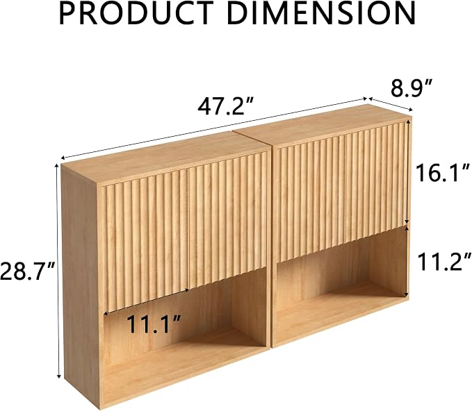Fluted Bathroom Wall Cabinet Over The Toilet Storage, Wall Mounted Cabinet - Image 3