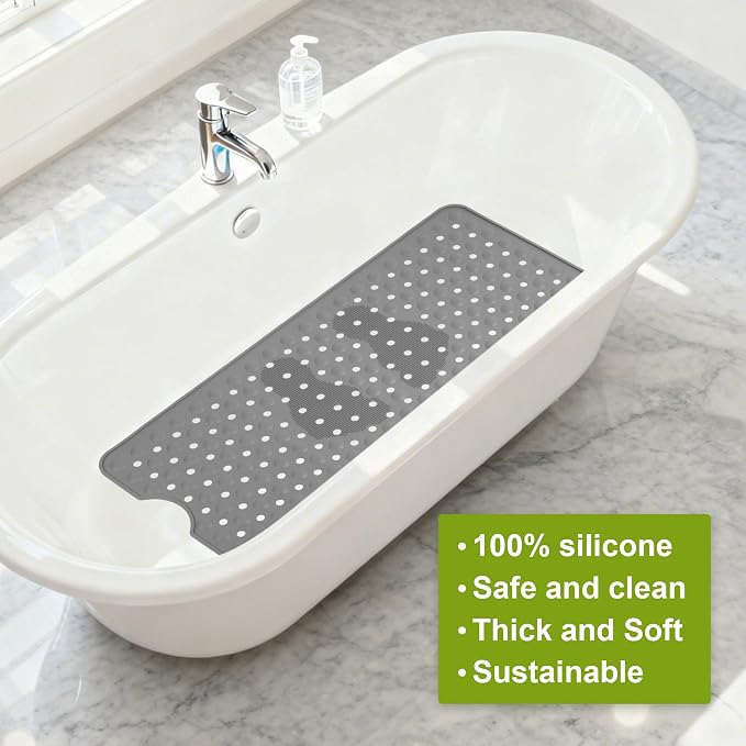 Silicone Bath Tub Mat Non Slip, Upgraded Bathtub and Shower Mats, Machine - Image 5