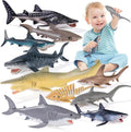 10PCS 5-8" Shark Toys for Toddlers, Large Sea Ocean Animals Bath Toys for Kids by THINKBAY