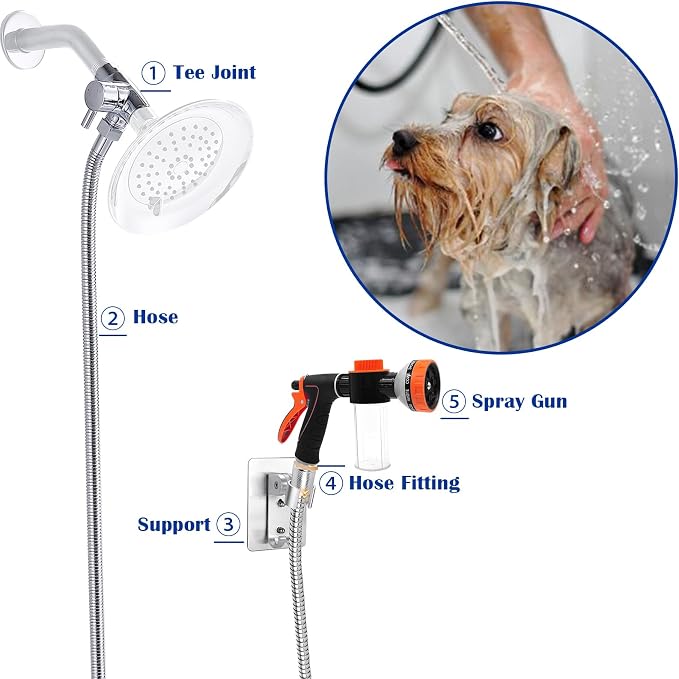 Dog Shower Attachment Water Hose Nozzle Sprayer Set - Image 7