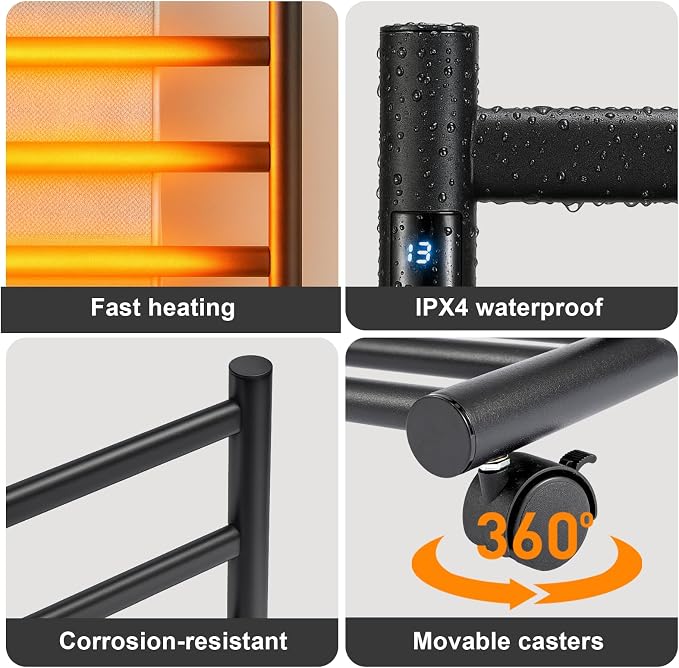 GROWNEER Upgraded Heated Towel Rack, 7 Bars Towel Warmer Rack, Wall Mounted & - Image 6
