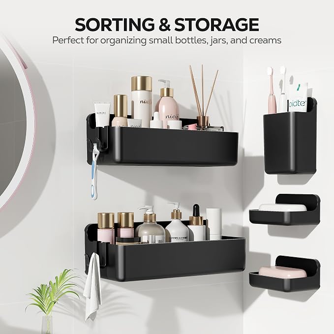 Nieifi Shower Shelves 5 Pack, Adhesive Shower Wall Shelf Organizer - Image 3