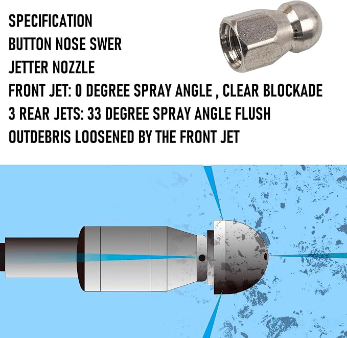 Hourleey Sewer Jetter Kit for Pressure Washer 150FT, Drain Cleaner Hose 1/4 - Image 5