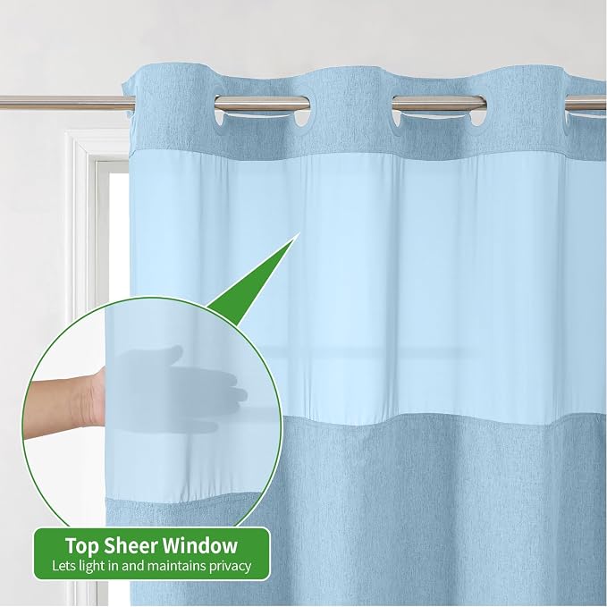 No Hooks Needed Linen Textured Shower Curtain - Image 3