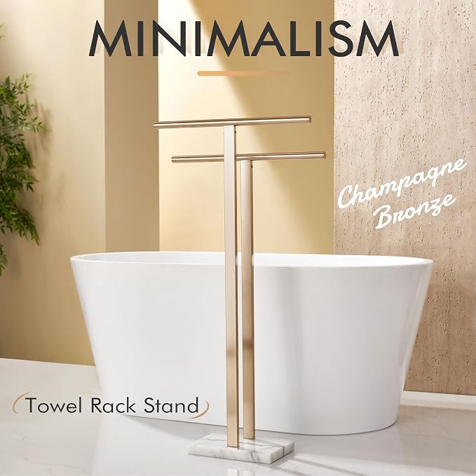 KOKOSIRI Standing Towel Rack for Bathroom Floor 2-Tier Towel Holder Free Stand - Image 3