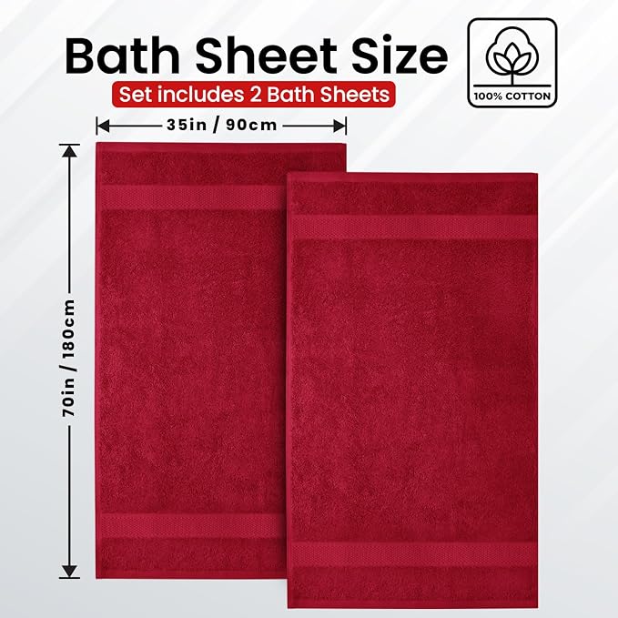 Infinitee Xclusives– Luxury Bath Sheets Towels – 2 Pack 600 GSM– 100% Ring Spun - Image 3