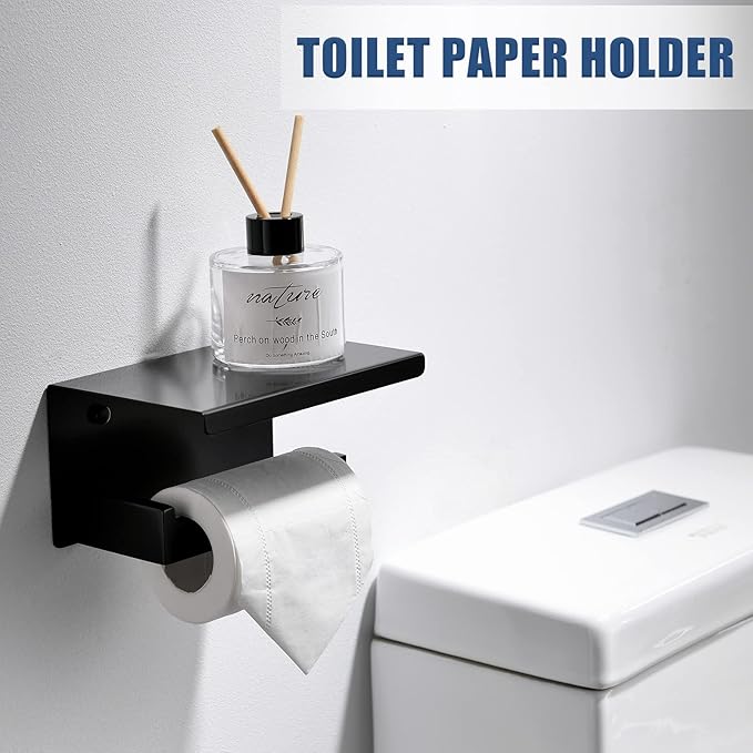 Bathroom Towel Bar Holder Sets Matte Black 4-Piece Bathroom Hardware Set - Image 2