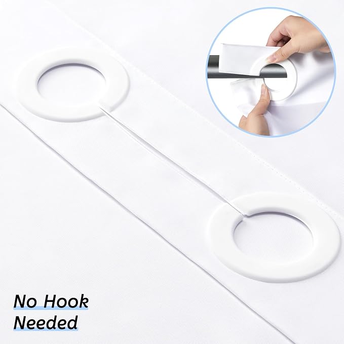 Furlinic Extra Wide No Hook Shower Curtain, 96 Inch Width White Fabric Shower - Image 5