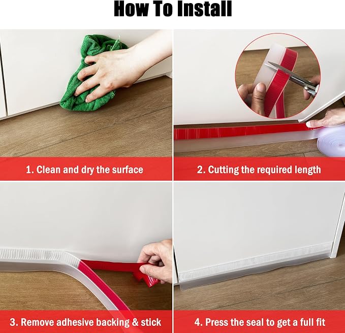 Wide Silicone Weather Stripping, 2 inch x 20 Ft Door Draft Stopper, Silicone - Image 7