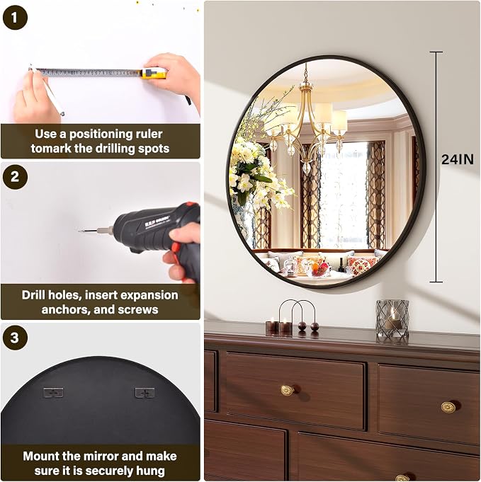 24 Inch Round Mirror - Image 6