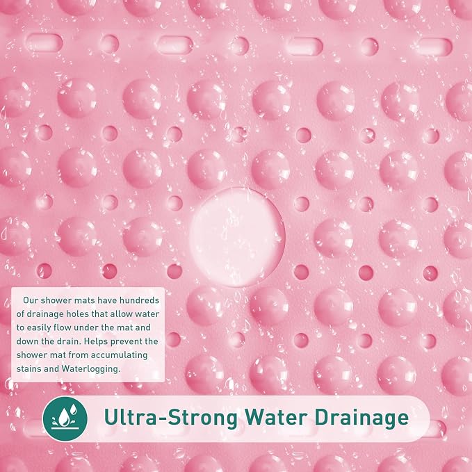 Large Pink Square Shower Mat Non Slip 27 x 27 Inch, Soft Bath Mat Bathtub Mat - Image 5