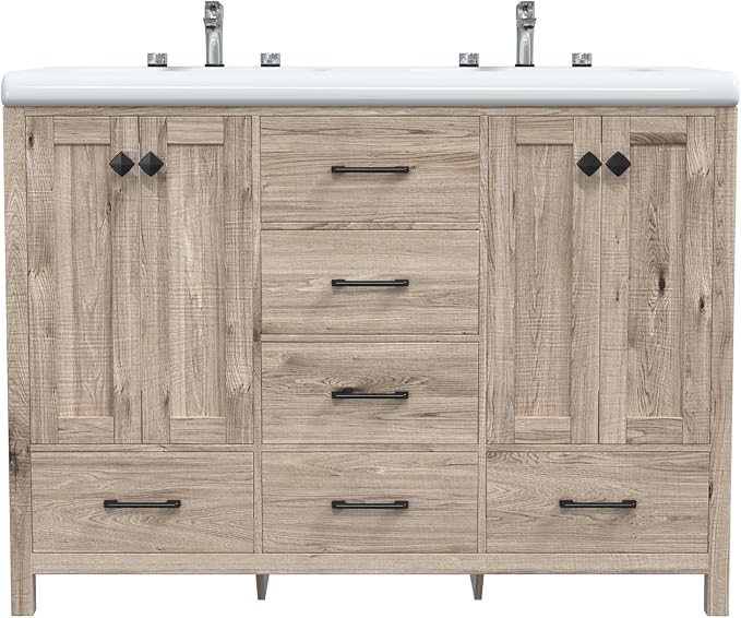 51 inch Bathroom Sink Vanity Combo, Large Freestanding Double Bath Vanity Sink by Buildonely