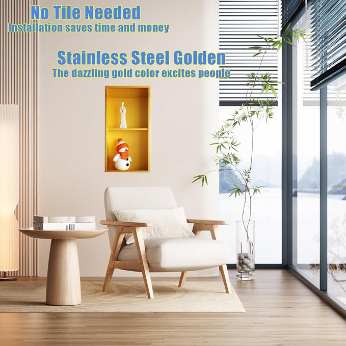 Non Tile Tube Niche Boxes for Showers, Bathroom Niche Double Shelves, Stainless - Image 5