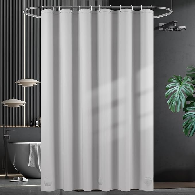 UFRIDAY Grey Stall Size Shower Curtain 36 x 72inch, Heavy Duty Premium PEVA - Image 2