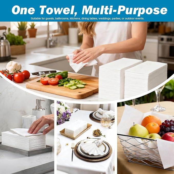 Charmount 600 PCS Disposable Linen-Feel Paper Hand Towels, Everyday Use - Image 4