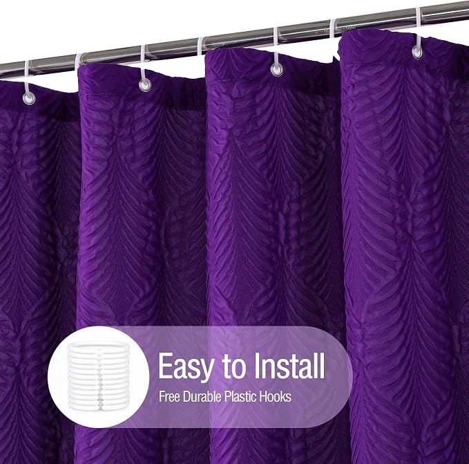 Gibelle Purple Shower Curtain for Bathroom, 3D Embossed Textured Fabric Shower - Image 3