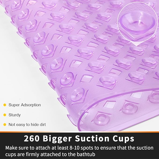 Yimobra Bathtub Mat Non Slip, Super Strong Suction Cups, 27.5"x15.5" Long - Image 2
