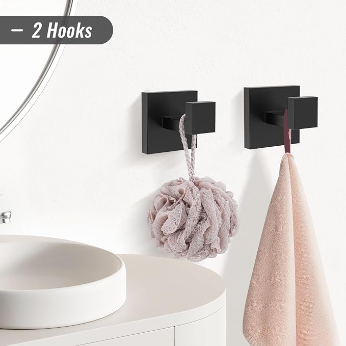 YACVCL 5 Pieces Matte Black Bathroom Hardware Accessorie Set 23.6 Inch Towel - Image 5